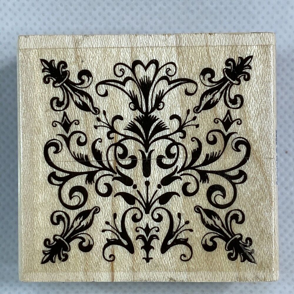 Stampabilities Flourish Pattern D1046 Wood Mounted Rubber Stamp